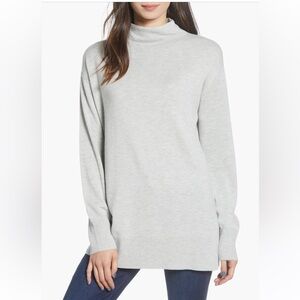 Chelsea28 Light Gray Funnel Neck Knit Top Sz Medium